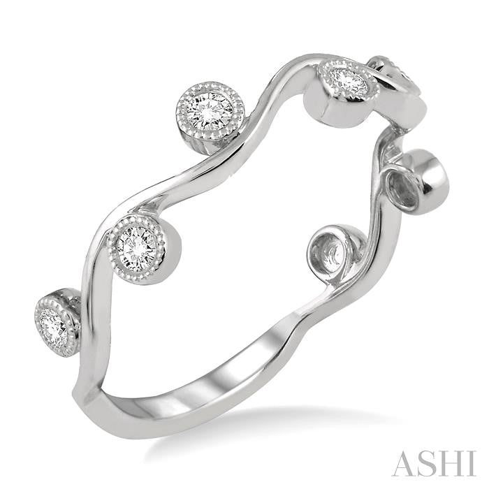 1/8 Ctw Round Cut Diamond Stackable Band in 14K White Gold