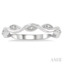 1/20 Ctw Marquise Shape Round Cut Diamond Stackable Band in 14K White Gold