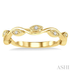 1/20 Ctw Marquise Shape Round Cut Diamond Stackable Band in 14K Yellow Gold