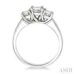 1 Ctw Three Stone Princess Cut Diamond Ring in 14K White Gold