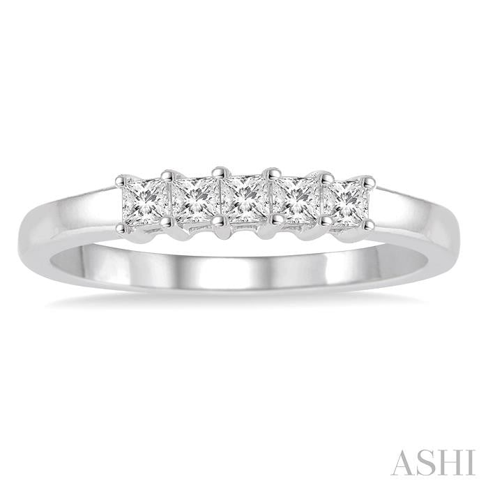 1/3 Ctw Princess Cut Diamond Wedding Band in 14K White Gold