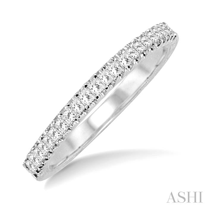 1/3 Ctw Princess Cut Diamond Wedding Band in 14K White Gold