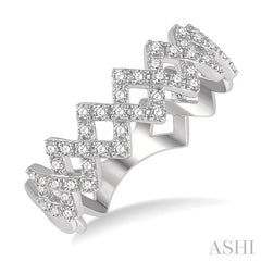 3/8 Ctw Interlocked Zig Zag Round Cut Diamond Ring in 14K White Gold
