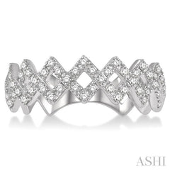 3/8 Ctw Interlocked Zig Zag Round Cut Diamond Ring in 14K White Gold