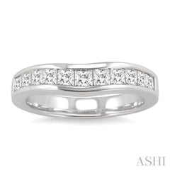 1 Ctw Princess Cut Diamond Matching Wedding Band in 14K White Gold
