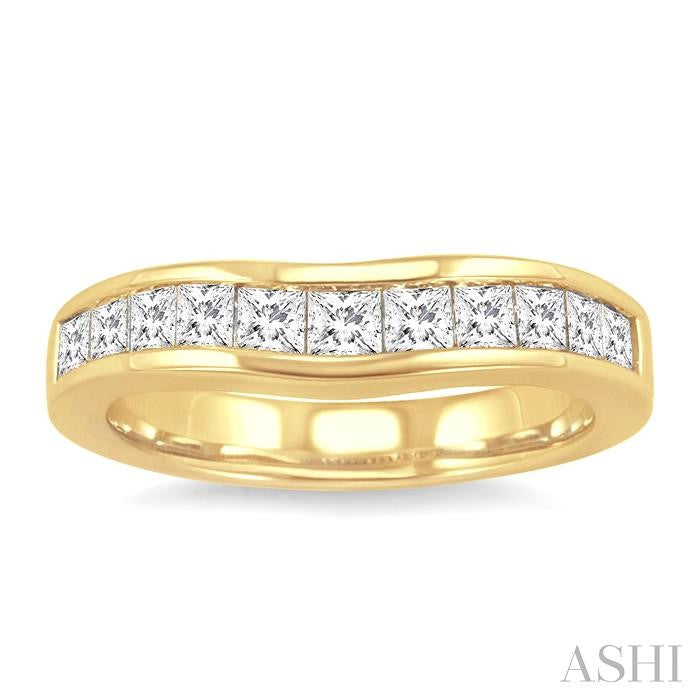 1 Ctw Princess Cut Diamond Matching Wedding Band in 14K Yellow Gold