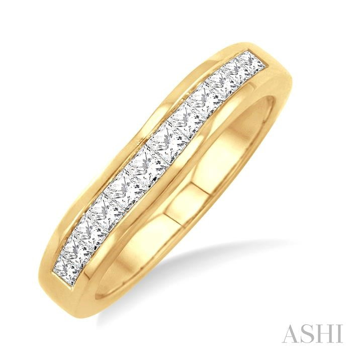 1/2 Ctw Princess Cut Diamond Matching Wedding Band in 14K Yellow Gold