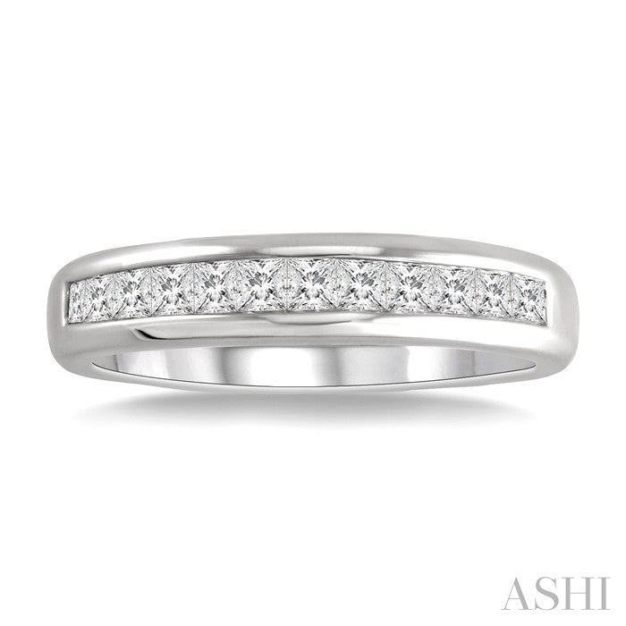 3/4 Ctw Princess Cut Diamond Wedding Band in 14K White Gold