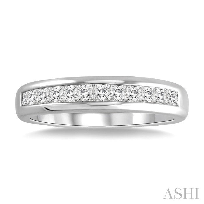 1/2 Ctw Princess Cut Diamond Wedding Band in 14K White Gold