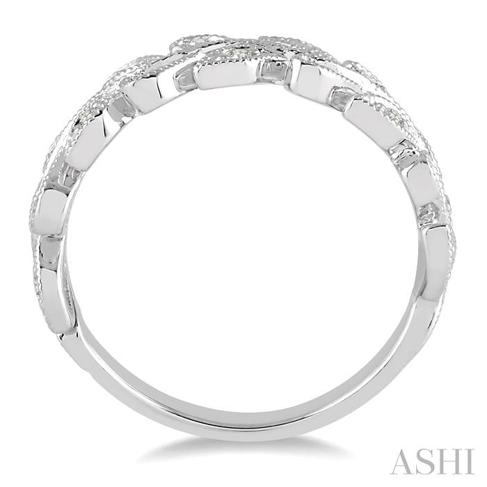 1/10 Ctw Round Cut Diamond Leaf Ring in 14K White Gold