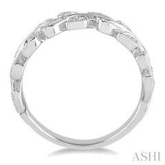 1/10 Ctw Round Cut Diamond Leaf Ring in 14K White Gold