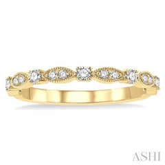 1/4 Ctw Lattice Marquise and Circular Mount Round Cut Diamond Stackable Band in 14K Yellow Gold