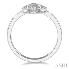 1/20 Ctw Fleur De Lis Round Cut Diamond Ring in 10K White Gold