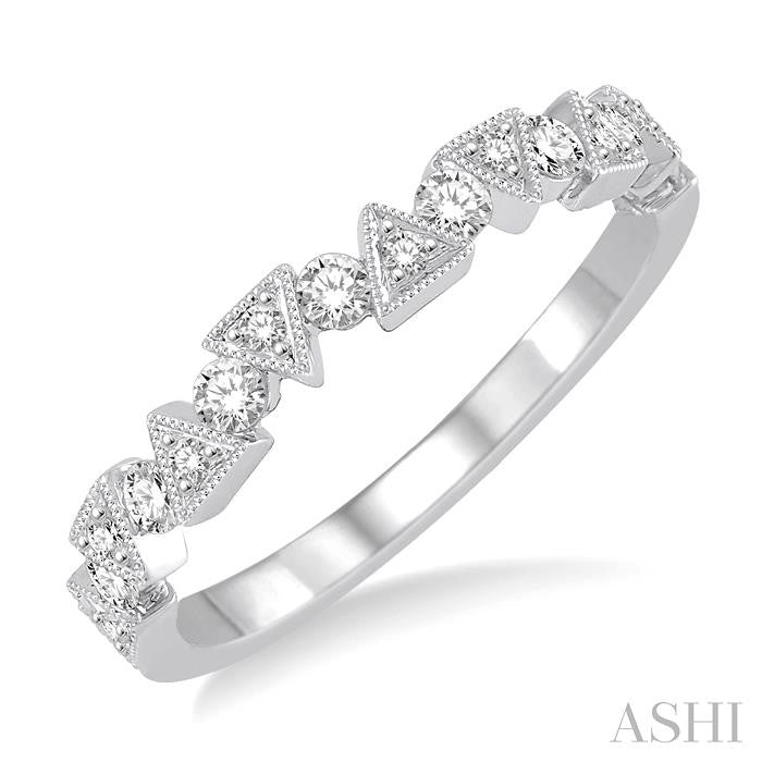 3/8 Ctw Round CUT Diamond Stack Band in 14K White Gold