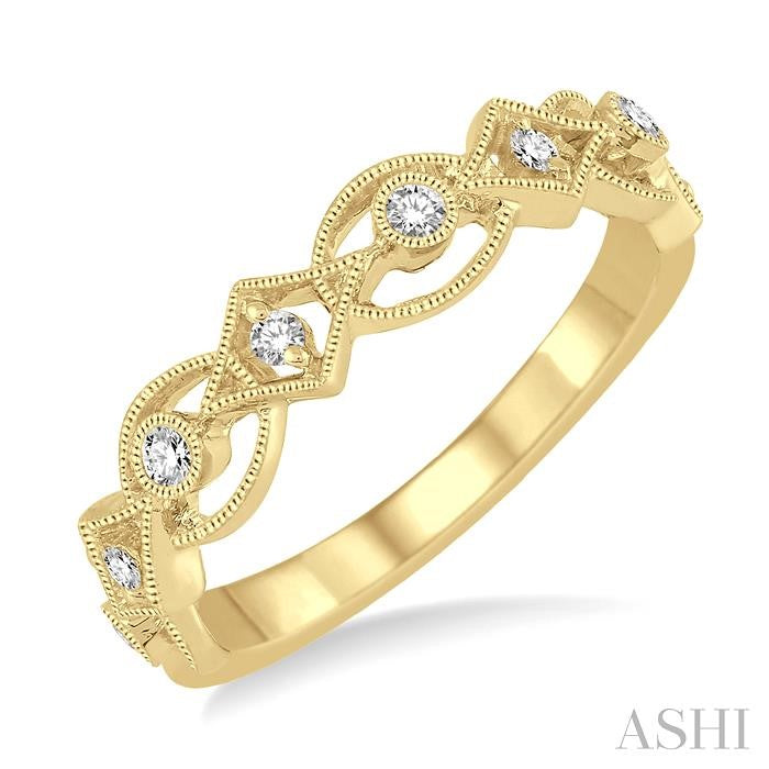 1/10 Ctw Round Cut Diamond Stack Band in 14K Yellow Gold