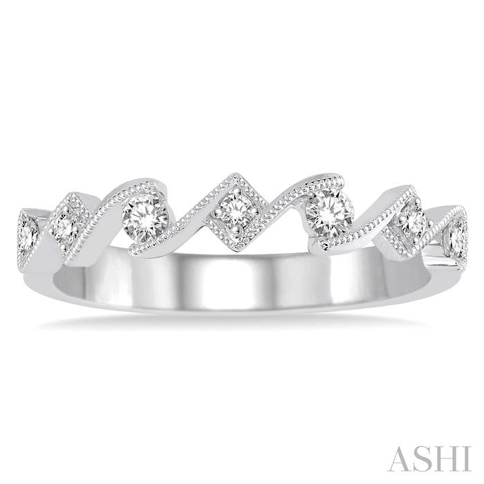 1/5 Ctw Round Cut Diamond Stack Band in 14K White Gold