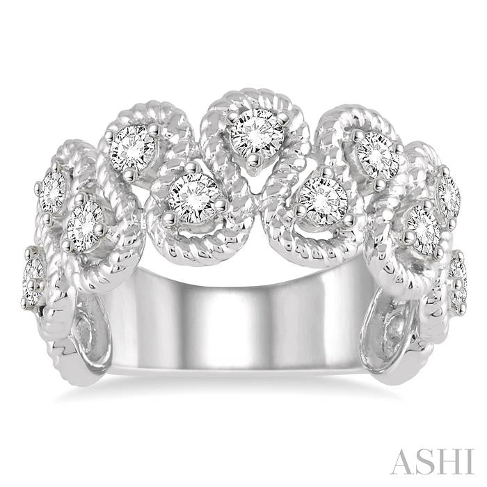 5/8 Ctw Round Cut Diamond Fashion Ring in 14K White Gold