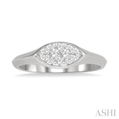 1/5 Ctw Marquise Shape Lovebright Round Cut Diamond Ring in 14K White Gold
