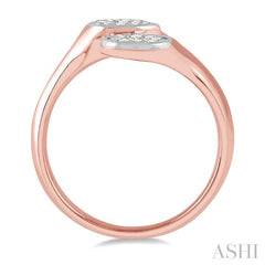 1/3 Ctw Lovebright Interlocked Mixed Shape Mounts Round Cut Diamond Fashion Ring in 10K Rose and White Gold