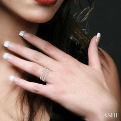1/3 Ctw Triple Spiral Open-End Round Cut Diamond Fashion Ring in 14K White Gold