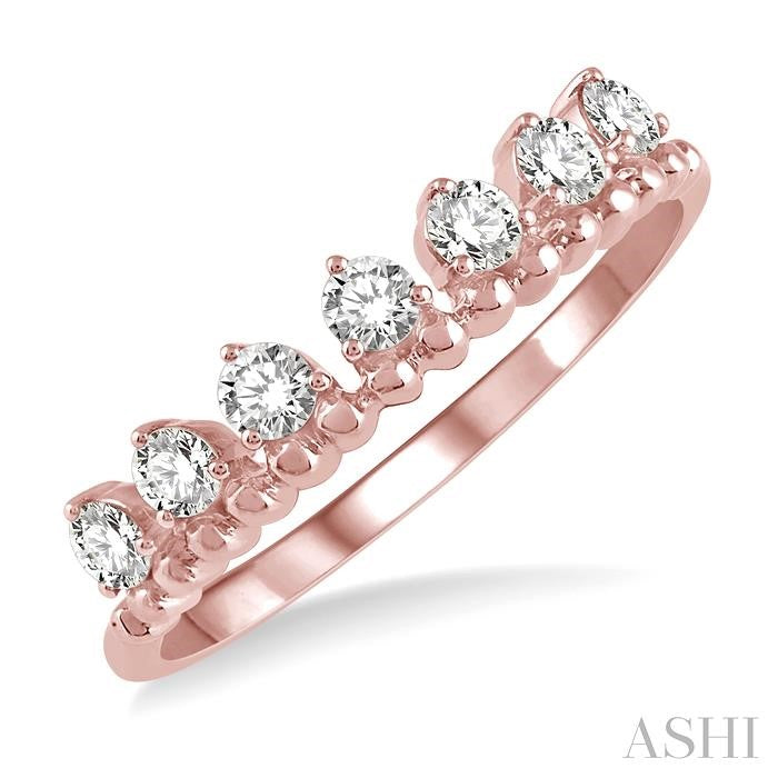 1/3 Ctw Lined Circular Mount Round Cut Diamond Fashion Stackable Band in 14K Rose Gold