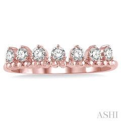 1/3 Ctw Lined Circular Mount Round Cut Diamond Fashion Stackable Band in 14K Rose Gold