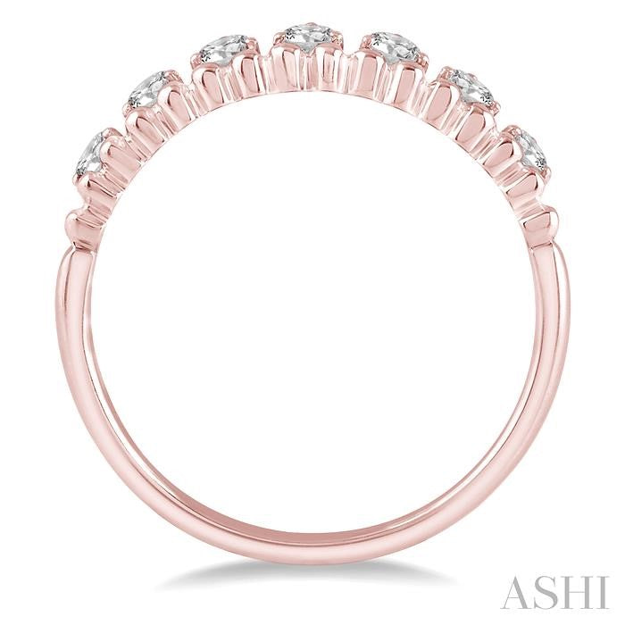 1/3 Ctw Lined Circular Mount Round Cut Diamond Fashion Stackable Band in 14K Rose Gold