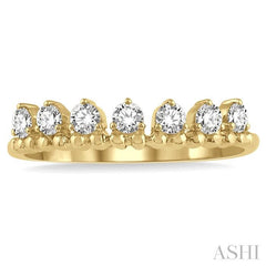 1/3 Ctw Lined Circular Mount Round Cut Diamond Fashion Stackable Band in 14K Yellow Gold