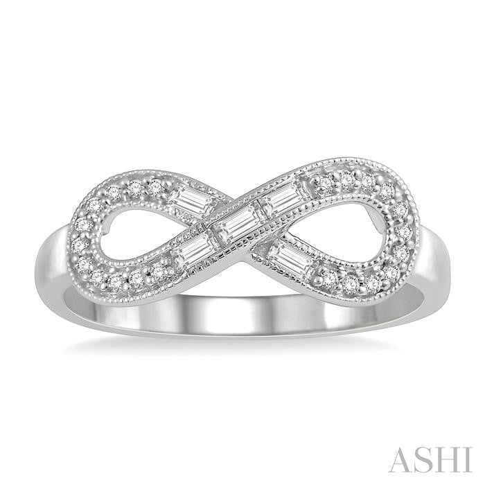 1/5 Ctw Baguette and Round Cut Diamond Infinity Ring in 10K White Gold