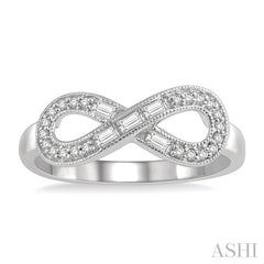 1/5 Ctw Baguette and Round Cut Diamond Infinity Ring in 10K White Gold