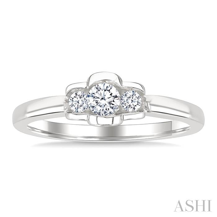 1/4 Ctw 3-Stone Round Cut Diamond Fashion Ring in 14K White Gold