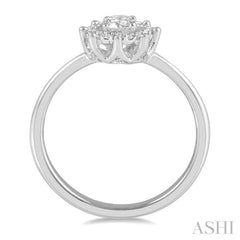 1/3 Ctw Floral Diamond Ladies Fashion Ring With 1/4 Ct Round Cut Center Stone in 14K White Gold