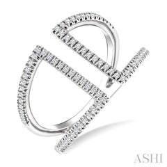 1/3 Ctw Geometric Wide Split Lightweight Round Cut Diamond Open Fashion Ring in 10K White Gold