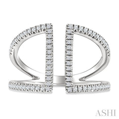 1/3 Ctw Geometric Wide Split Lightweight Round Cut Diamond Open Fashion Ring in 10K White Gold