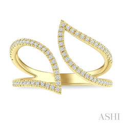 1/4 Ctw Bypass Wide Split Leaf Pattern Round Cut Diamond Lightweight Open Fashion Ring in 10K Yellow Gold