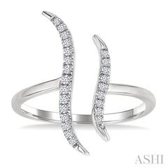 1/6 Ctw Double Wave Round Cut Diamond Fashion Open Ring in 10K White Gold