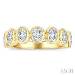 2 Ctw 7 Stone Bezel Set Oval Cut Diamond Fashion Band in 14K Yellow Gold