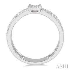 1/3 Ctw Twin Band Round Shape Lovebright Round Cut Diamond Fashion Ring in 14K White Gold