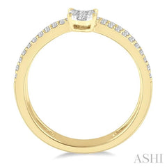 1/3 Ctw Twin Band Oval Shape Lovebright Round Cut Diamond Fashion Ring in 14K Yellow and White Gold