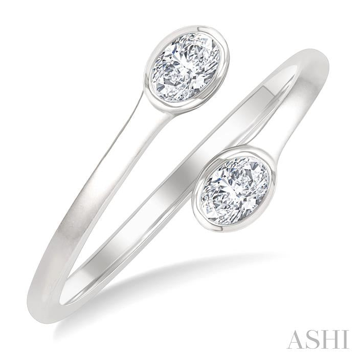 1/5 Ctw Split Single Coil Bezel Set Marquise Cut Diamond Open Fashion Ring in 14K White Gold
