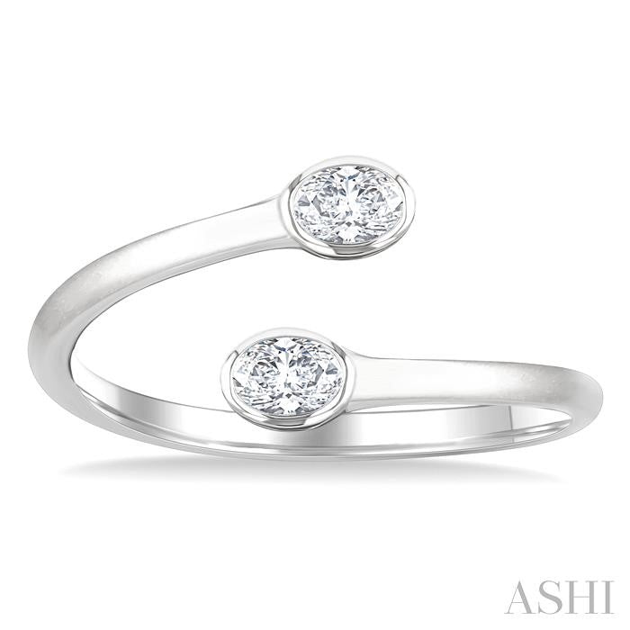 1/5 Ctw Split Single Coil Bezel Set Marquise Cut Diamond Open Fashion Ring in 14K White Gold