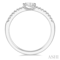 1/3 Ctw Pear Shape & Round Cut Diamond East West Ring in 14K White Gold