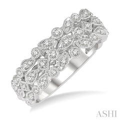 3/8 Ctw Geometric Lattice Mount Round Cut Diamond Wedding Band in 14K White Gold