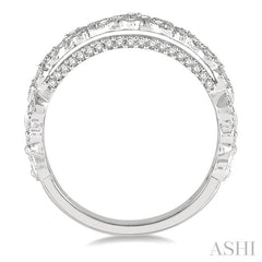 3/8 Ctw Geometric Lattice Mount Round Cut Diamond Wedding Band in 14K White Gold