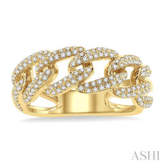 1/2 Ctw Free Form Round Cut Diamond Cuban Ladies Ring in 14K Yellow Gold