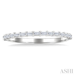 1/4 Ctw Straight Row Baguette Cut Diamond Stackable Fashion Band in 14K White Gold