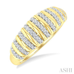 1/5 Ctw Ribbed Dome Shape Round Cut Diamond Fashion Ring in 14K Yellow Gold