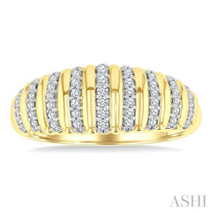 1/5 Ctw Ribbed Dome Shape Round Cut Diamond Fashion Ring in 14K Yellow Gold
