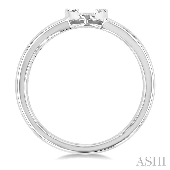 1/4 Ctw Marquise shape Twin Band Baguette and Round Cut Diamond Fusion Fashion Ring in 10K White Gold