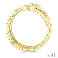 1/5 Ctw Split Double Coil Bezel Set Marquise Cut Diamond Open Fashion Ring in 14K Yellow Gold